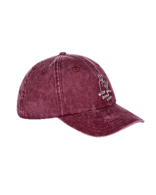 BASEBALL HAT WISH YOU GOOD LUCK- RED WASHED