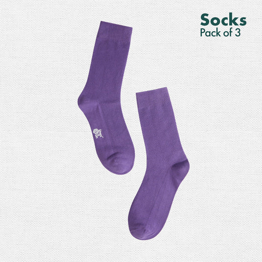 Blackcurrant Bliss! Unisex Socks, 100% Organic Cotton, Crew Length, Pack of 3