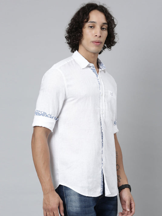 Ecentric-Mumbai Indians Official Men White Hemp Full Sleeves Shirt