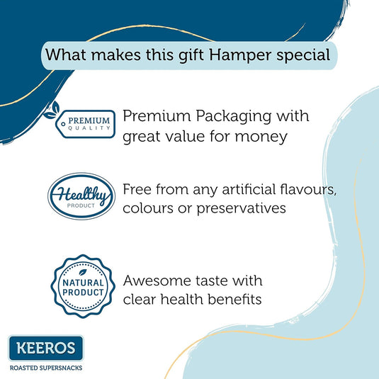 Keeros Bhaidooj Gift Hamper for Brother with Chocolate-Coated Almonds & Cashews, Tasty & Crunchy Supersnacks| Nutritious Superfoods in a Bhaidooj Gift Hamper | Ideal for Healthy Gifting