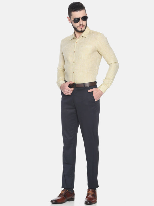 Men Fawn Hemp Formal Full Sleeve Shirt