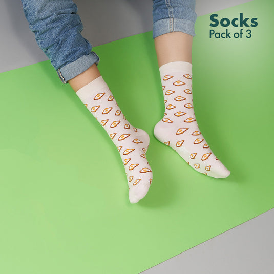 Foodgasm Series 1! Unisex Socks, 100% Organic Cotton, Crew Length, Pack of 3