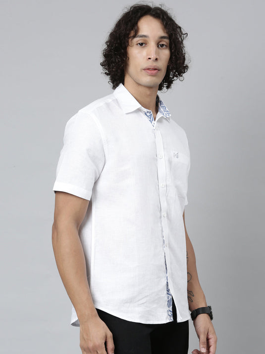 Ecentric-Mumbai Indians Official Men White Hemp Half Sleeves Shirt