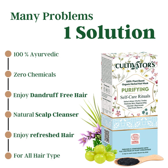 Natural Scalp Cleanser, Removes Dandruff, Make Hair Refresh - Cultivator's 100% Organic Purifying Hair Mask