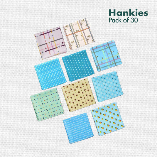 My Hanky Closet! Unisex Hankies, 100% Organic Cotton, Pack of 30 + Free Tin Box