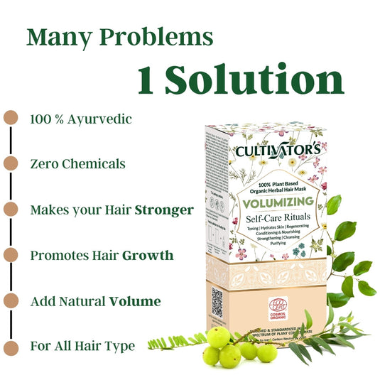 Hair Fall Control, Improve Thin Hair, Increase Hair Length - Cultivator's 100% Organic Volumizing Hair Mask