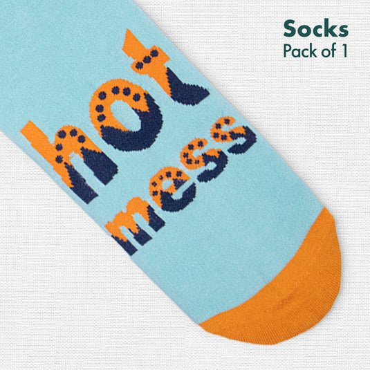 Snacc & Hotmess! Unisex Socks, 100% Organic Cotton, Crew Length, Pack of 1