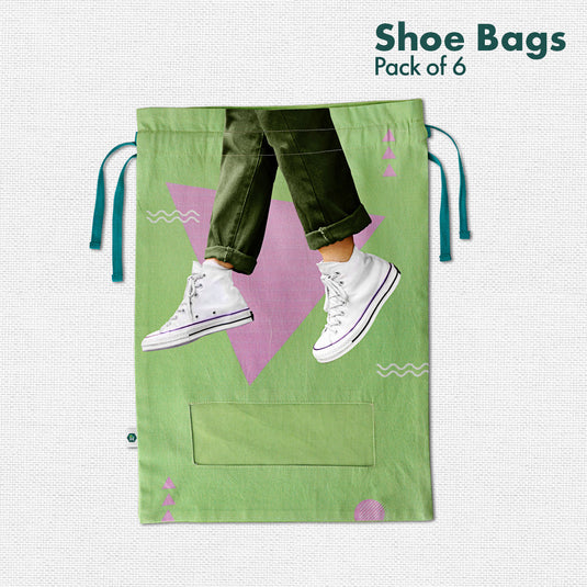 Shoe-holic! Men's & Women's Shoe Bags, 100% Organic Cotton, Pack of 6