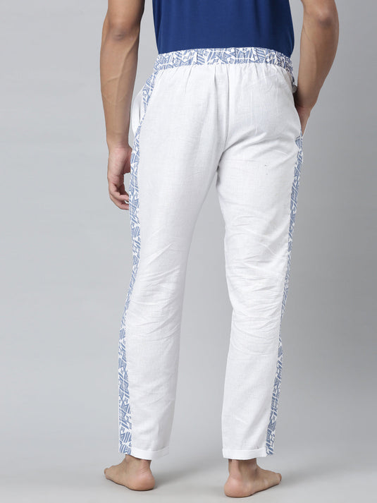 Ecentric-Mumbai Indians Official Men White Hemp Lounge Pant