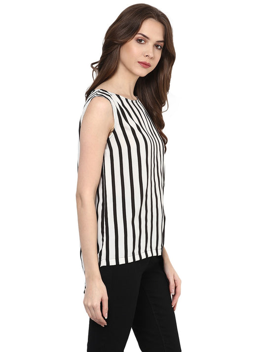 Pannkh Women's Diagonal Stripe Print Top