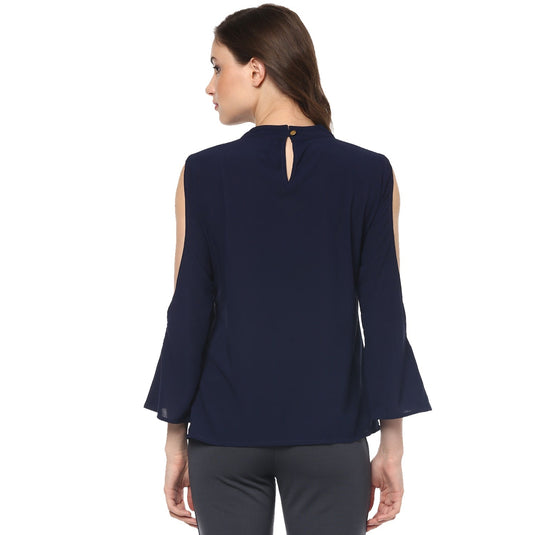 Pannkh Women's Neck Band Cold Shoulder Top