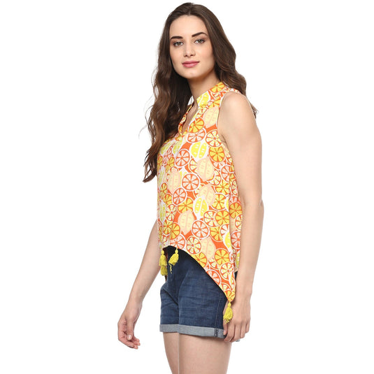 Pannkh Women's Lemon Print Top