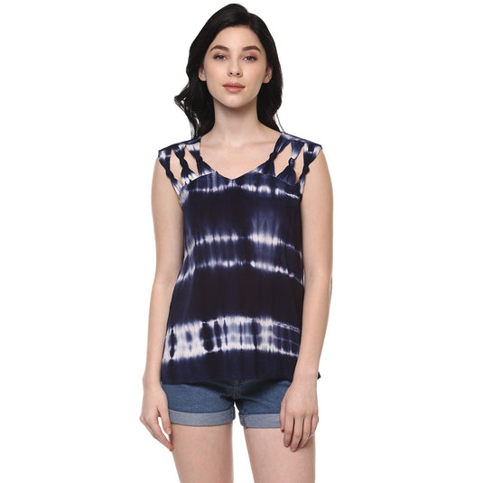 Pannkh Women's Tye-Dye Knot Top