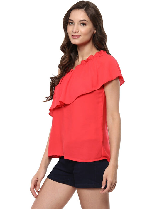 Asymmetric One-Side Frill Top