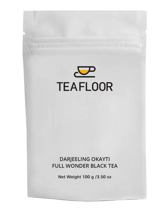 Teafloor Darjeeling Black Tea - Loose Leaf | Darjeeling Okayti Full Wonder Black Tea | First Flush | Okayti Tea Estate | Tea Weight : 100g / 3.5 oz(50 Cups) (Chocolate)