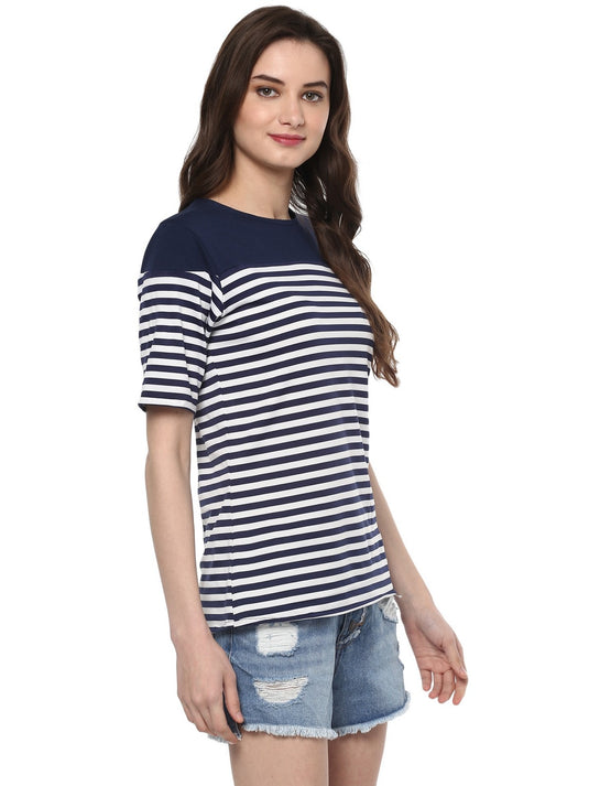 Breton Stripe Back Detail Top