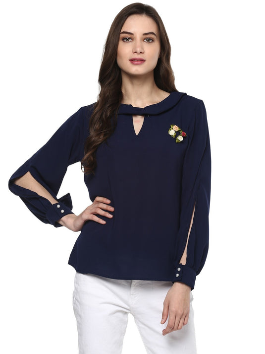 Pannkh Women's Floral Brooch Top