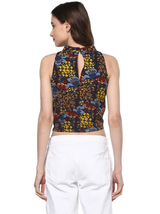 Pannkh Women's Floral Incut Crop Top