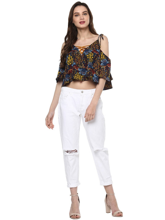 Pannkh Women's Floral Crop Top