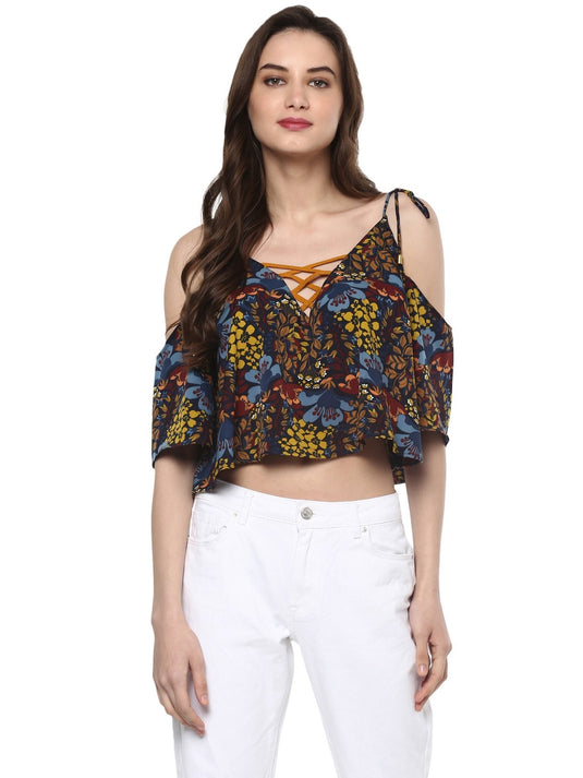 Pannkh Women's Floral Crop Top