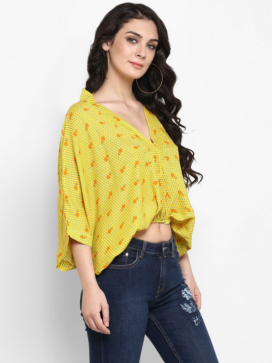 Pannkh Women's Printed Kimono Sleeves Loose Top