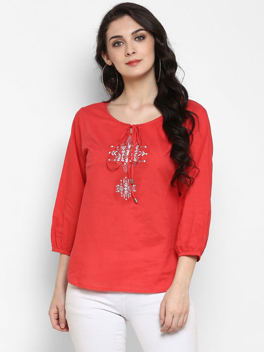 Pannkh Women's Bohemian Embroidered Top