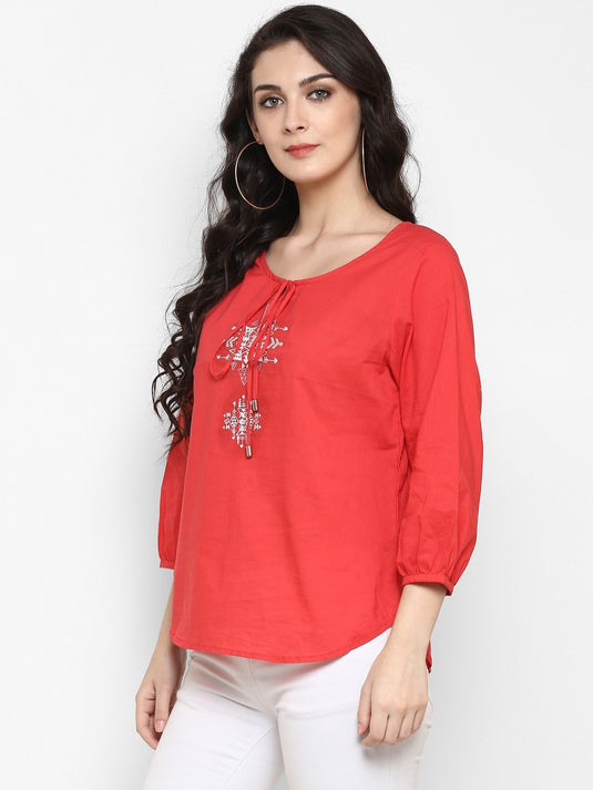 Pannkh Women's Bohemian Embroidered Top