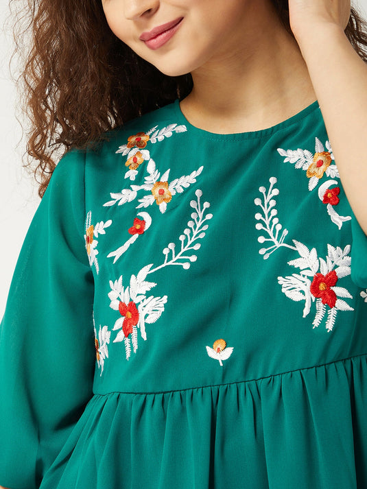 Floral Embroidered Sheer Top