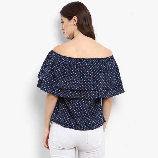 Pannkh Women's Printed Off-Shoulder Top