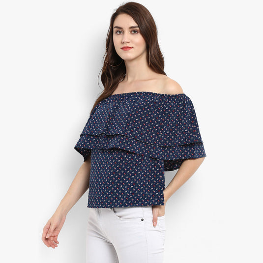 Pannkh Women's Printed Off-Shoulder Top