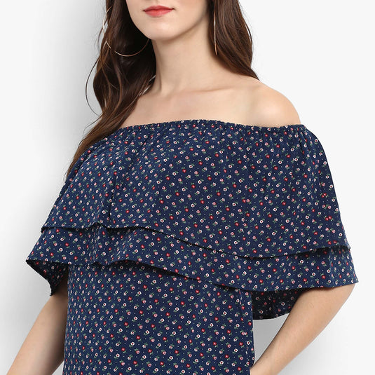 Pannkh Women's Printed Off-Shoulder Top