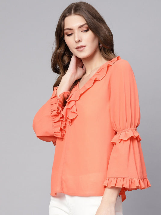 Solid Linear Frill Top