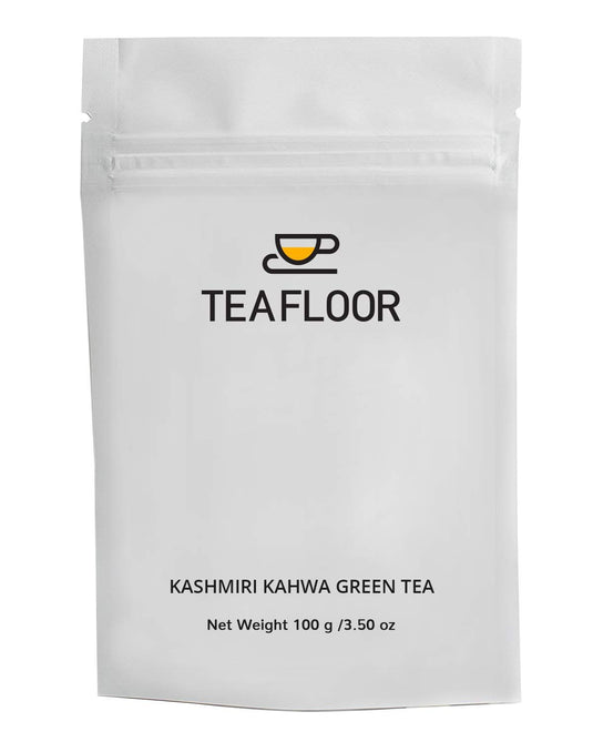 Teafloor Kashimiri Kahwa Green Tea|Kahwa Breakfast Tea|Flavour of Indian Spices|Improves Digestion Process|Tea Weight : 100gm /3.5oz