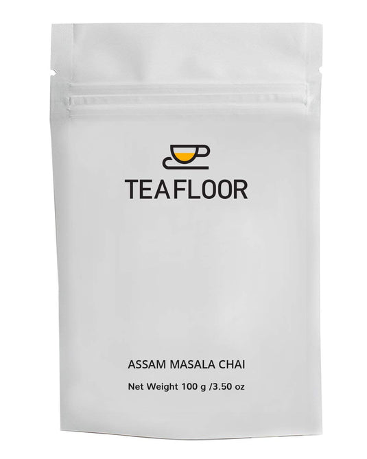 Teafloor Assam Special Masala Chai | CTC Chai | Strong Spicy Aroma | Tea For Cold and Cough | No Artificial Flavour | Tea Weight : 100gm /3.5 oz