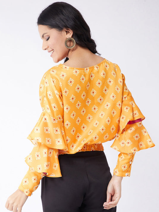 Kasturi Digital Printed Bell Sleeves Top