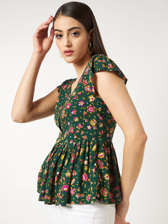 Floral Printed Peplum Top