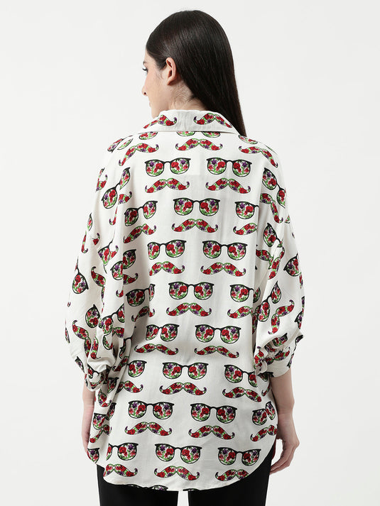 Spec Printed High-Low Shirt Top