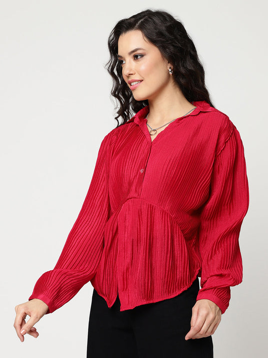 Self Pleated Stylish Shirt Top