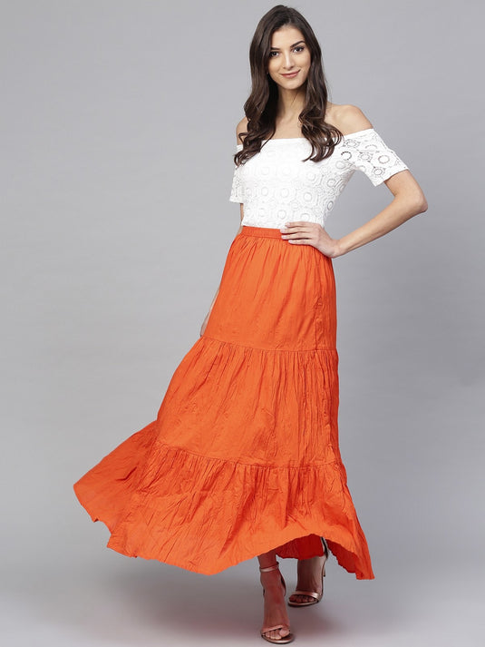 Tiered Flared Elasticed Skirt