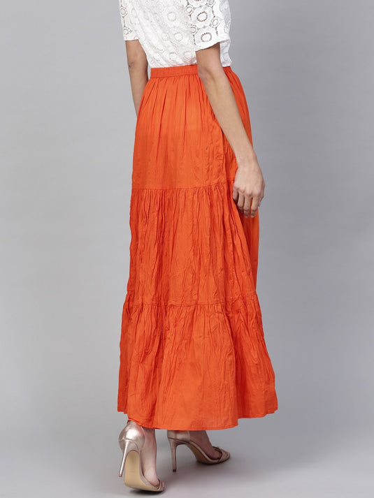 Tiered Flared Elasticed Skirt