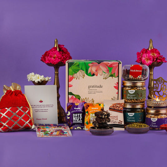 Joyous DiwalIi Gift Hamper in Gratitude by Gladful Pink Box - 10 Products