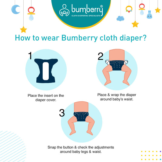 Bumberry Baby Pocket Diaper 2.0- Waterproof Reusable & Adjustable Cloth Diaper with leg gusset, wetfree lining & 2 extralong 100% cotton insert(13 -36 months, Brush stroke)