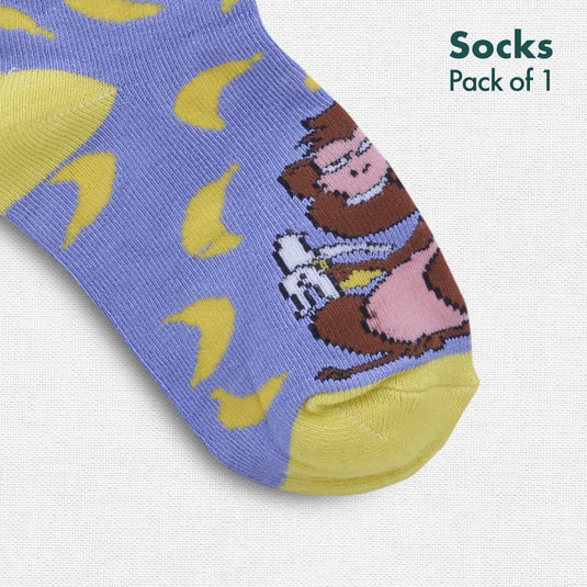 Monkey Mischief! Unisex Kid's Socks, 100% Bamboo, Crew length, Pack of 1