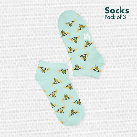 Foodgasm Series 1! Unisex Socks, 100% Organic Cotton, Ankle Length, Pack of 3