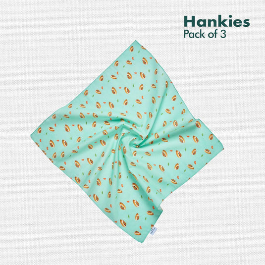 Foodgasm Series 2! Unisex Hankies, 100% Organic Cotton, Pack of 3