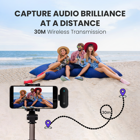 Portronics VlogMate 2 omni direction wireless microphone audio accessories for iphone and android devices| microphone with 30m distance