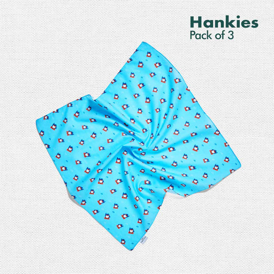 Animalholic! Unisex Hankies, 100% Organic Cotton, Pack of 3