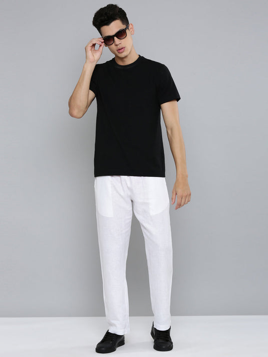 Men Hemp White Broad Bottom Comfort Pant