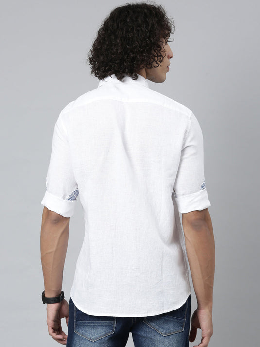 Ecentric-Mumbai Indians Official Men White Hemp Full Sleeves Shirt