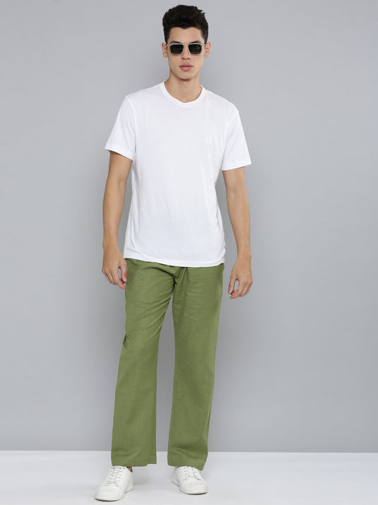 Men Hemp Regal Olive Broad Bottom Comfort Pant